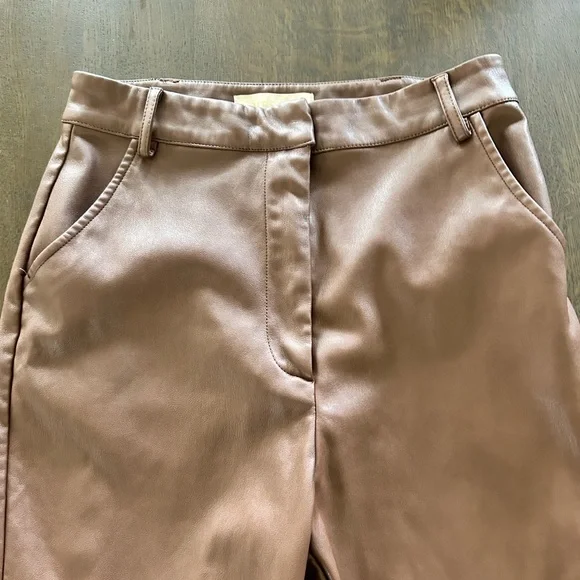 Meshki Tyra straight leg faux leather chocolate brown pants - Picture 12 of 14